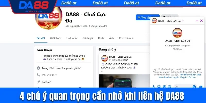 4 chú ý quan trọng cần nhớ khi liên hệ DA88